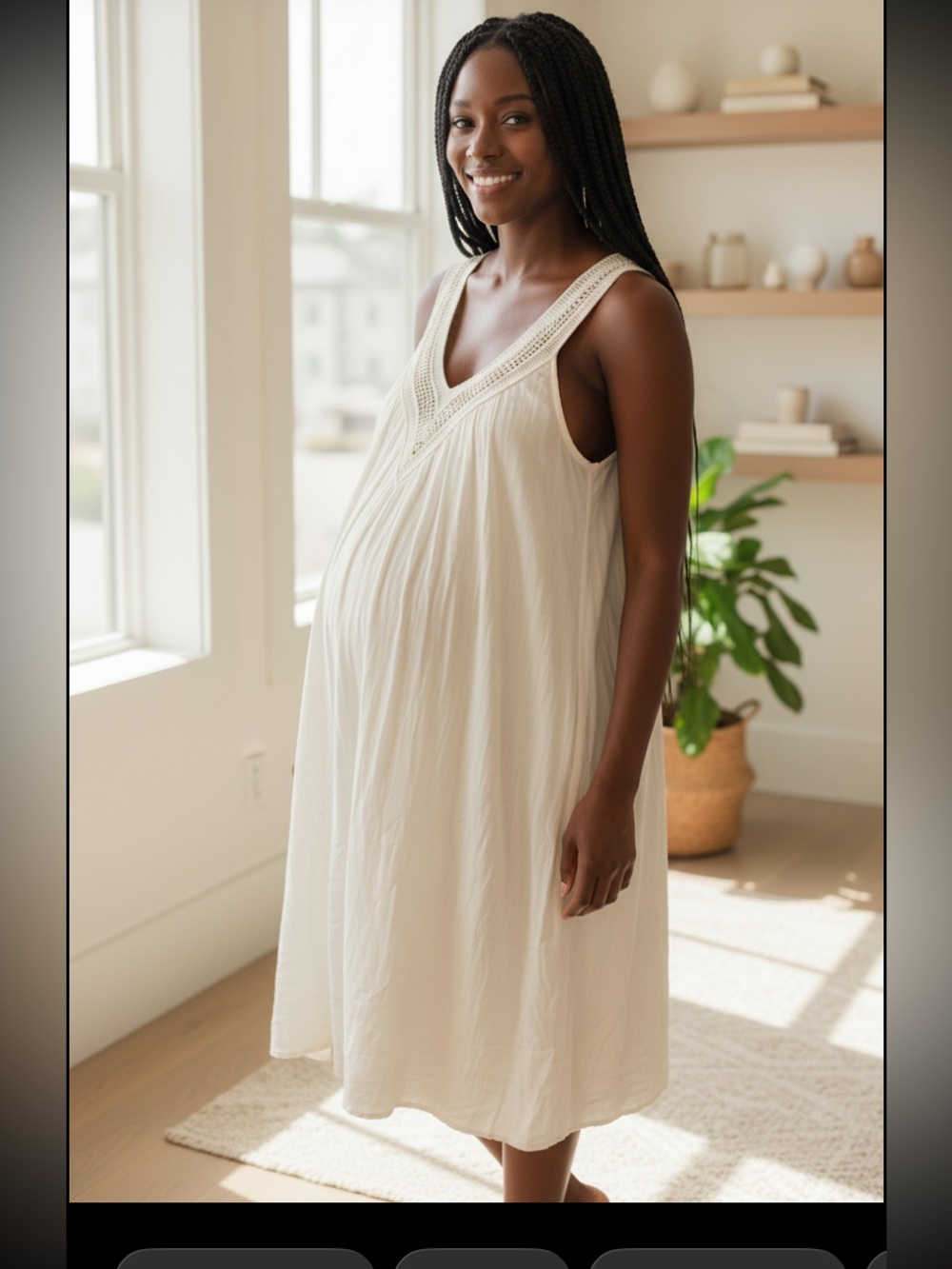 Maternity dress, Liz Lang for target cream rayon Midi maternity dress